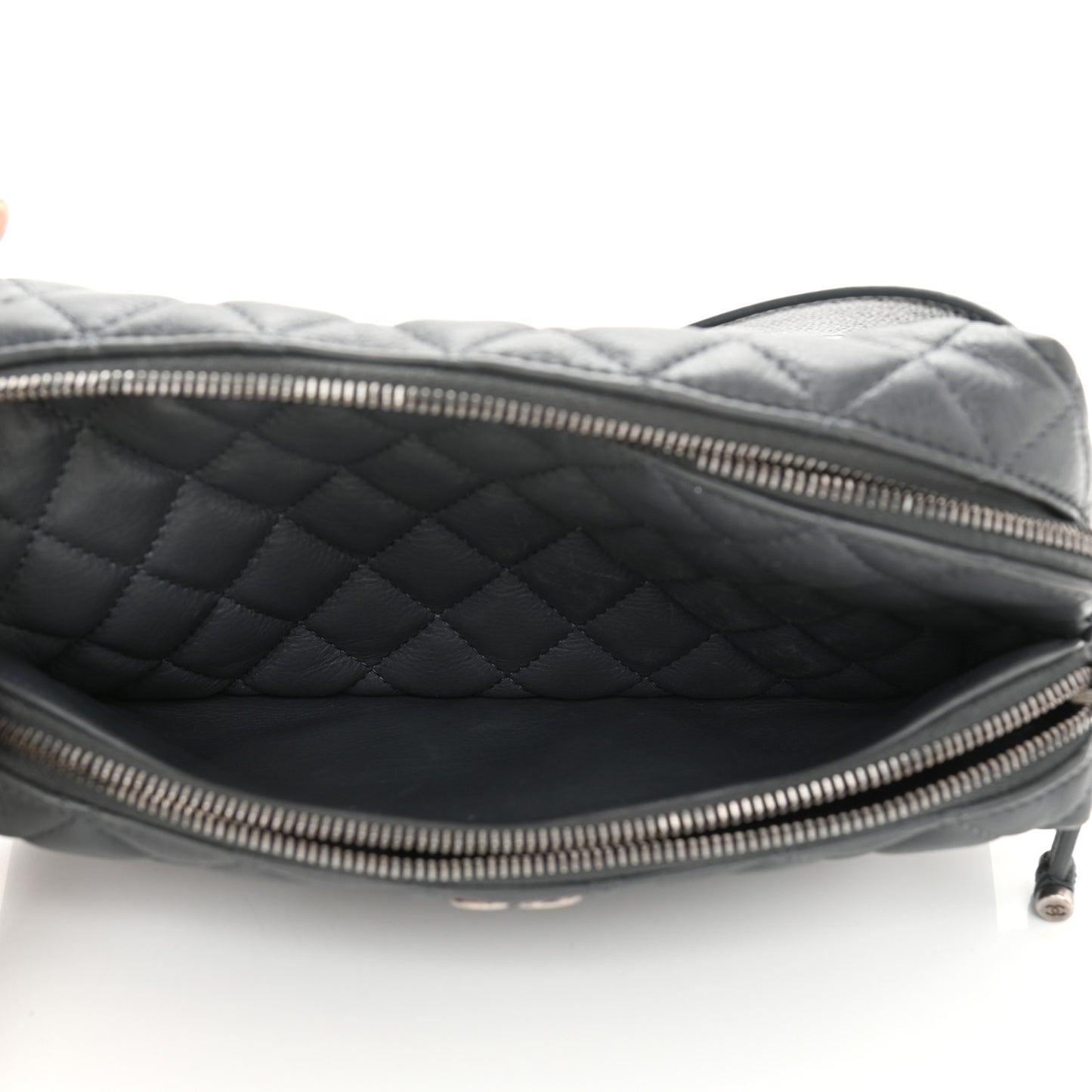 Calfskin Quilted Waist Bag Dark Grey