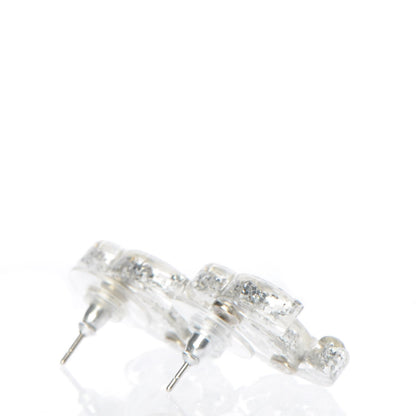 Chanel Resin Baguette CC Earrings Silver 3 of 6