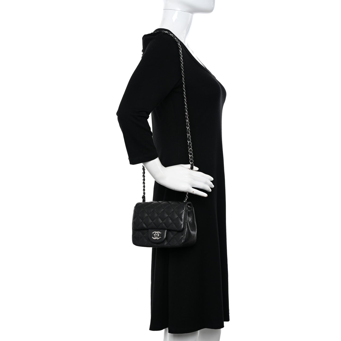 Caviar Quilted Mini Square Flap Black