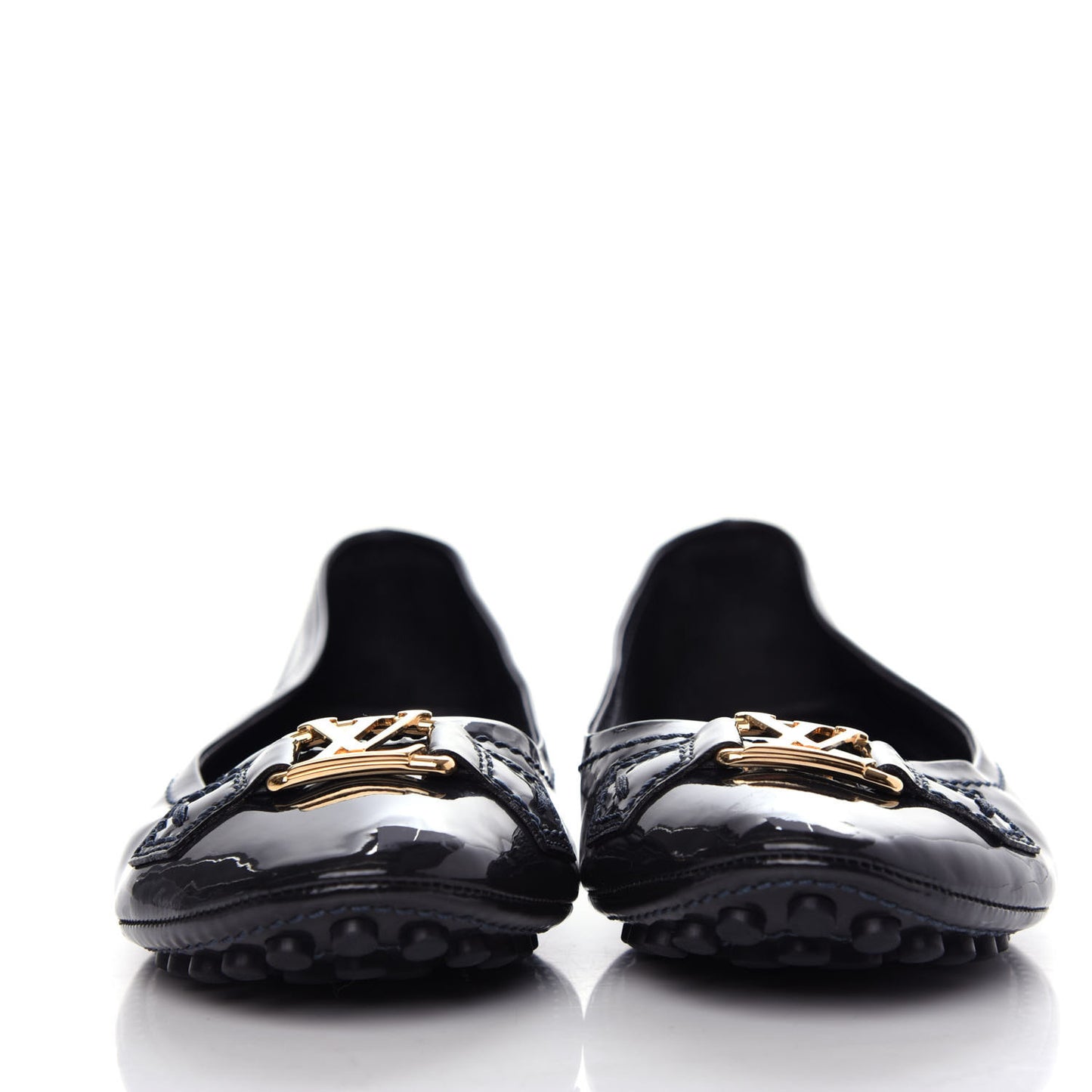Patent Calfskin Oxford Ballerina Flats 39 Black