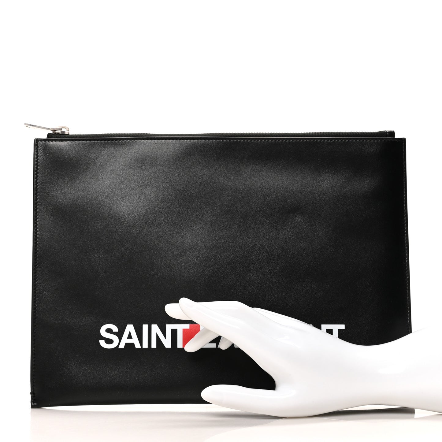 Calfskin Logo Zipped Tablet Pouch Black