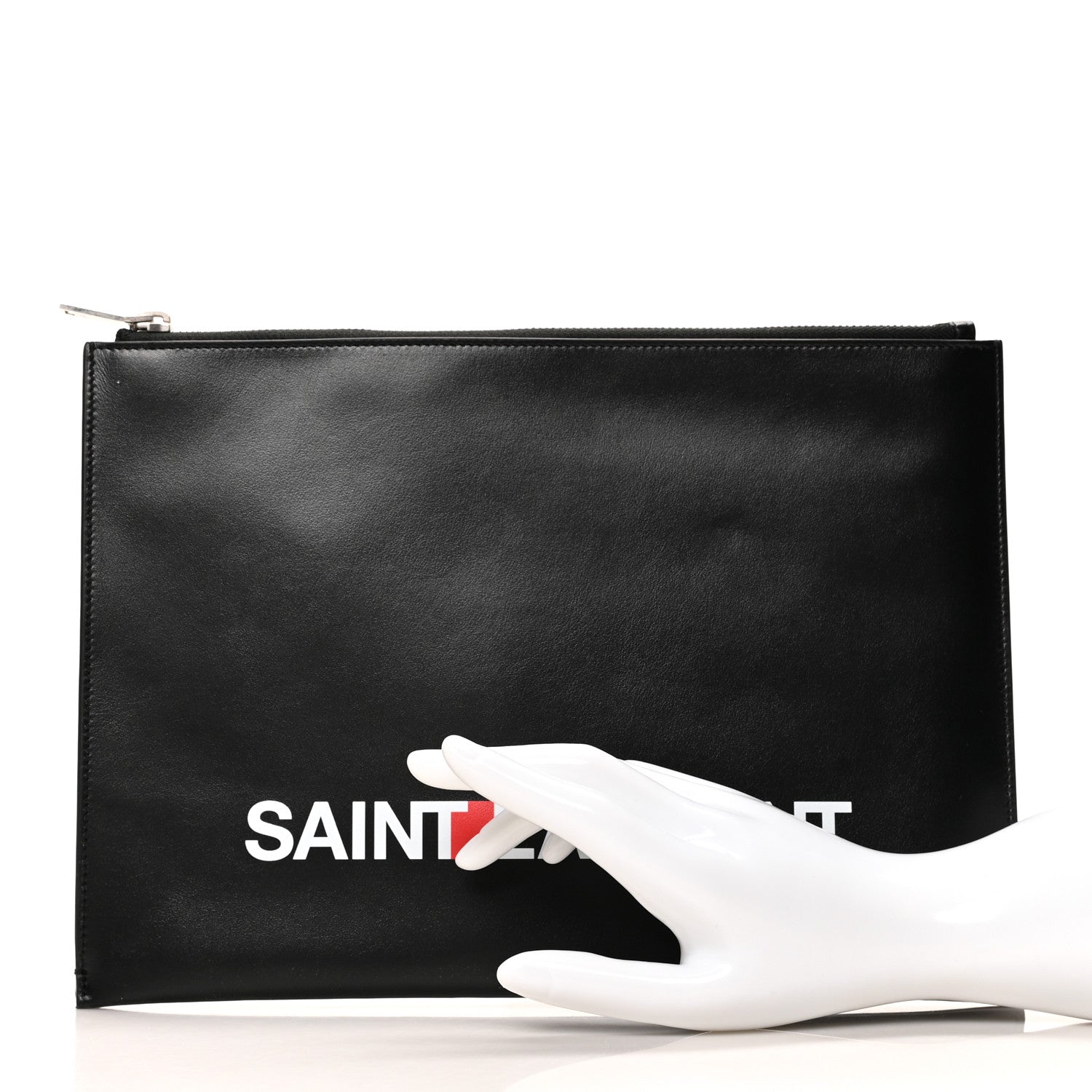 Saint Laurent Calfskin Logo Zipped Tablet Pouch Black 2 of 9
