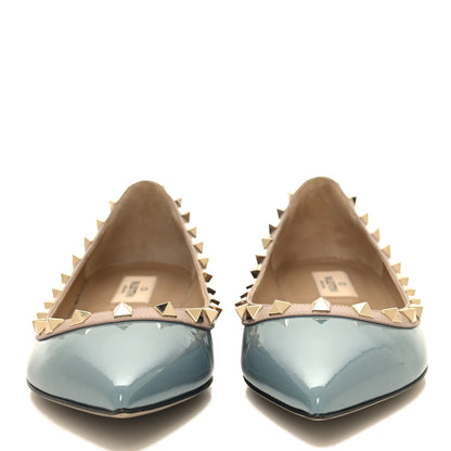 Valentino Garavani Patent Calfskin Rockstud Ballerina Flats 39 Grey Poudre 2 of 8