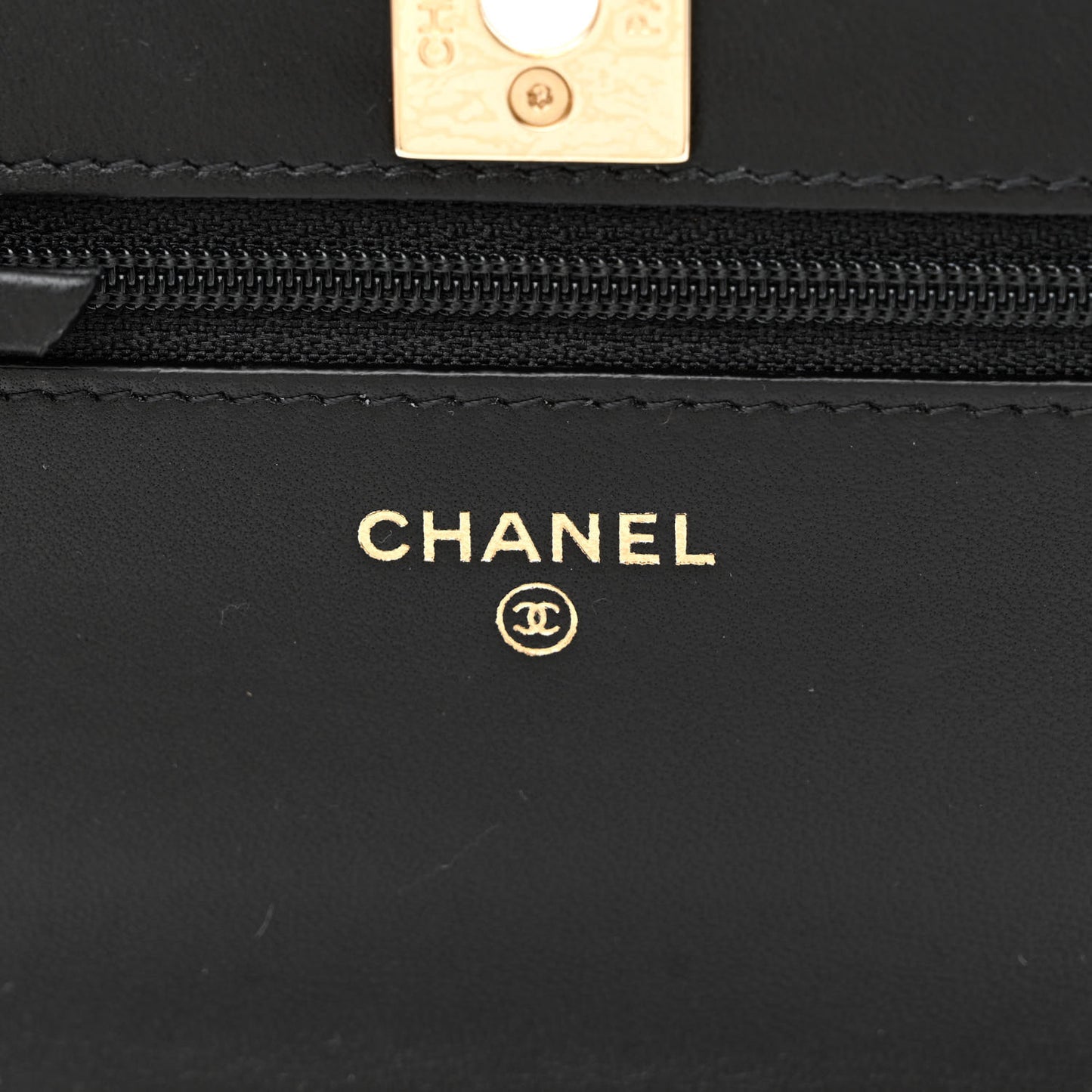 Lambskin Quilted Trendy CC Wallet On Chain WOC Black