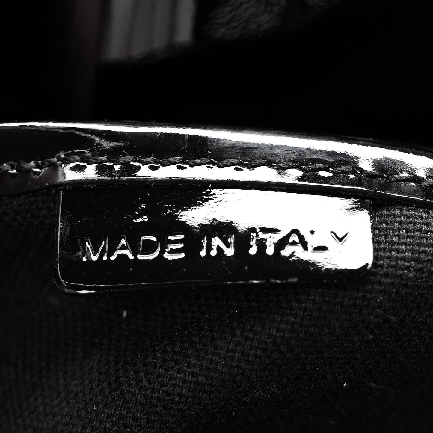 Patent Check Embossed Small Bilmore Tote Black