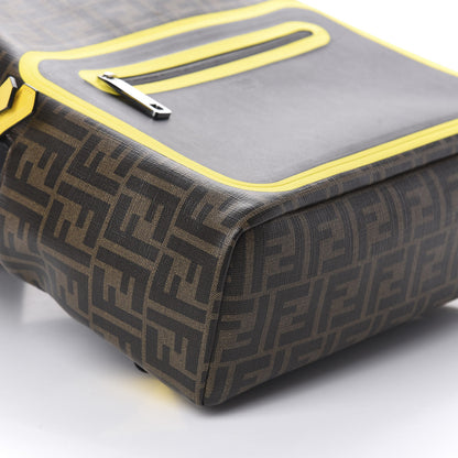 Fendi Glazed Fabric Calfskin FF 1974 Mania Pouch Pocket Backpack Mogano Panna Black Yellow 7 of 8