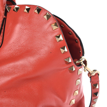 Valentino Garavani Vitello Rockstud Dome Satchel Deep Coral 10 of 16
