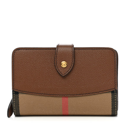 Burberry Calfskin House Check Compact Wallet Tan 1 of 7