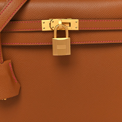 Hermes Epsom Horseshoe Kelly Sellier 25 Gold Rose Mexico 8 of 11