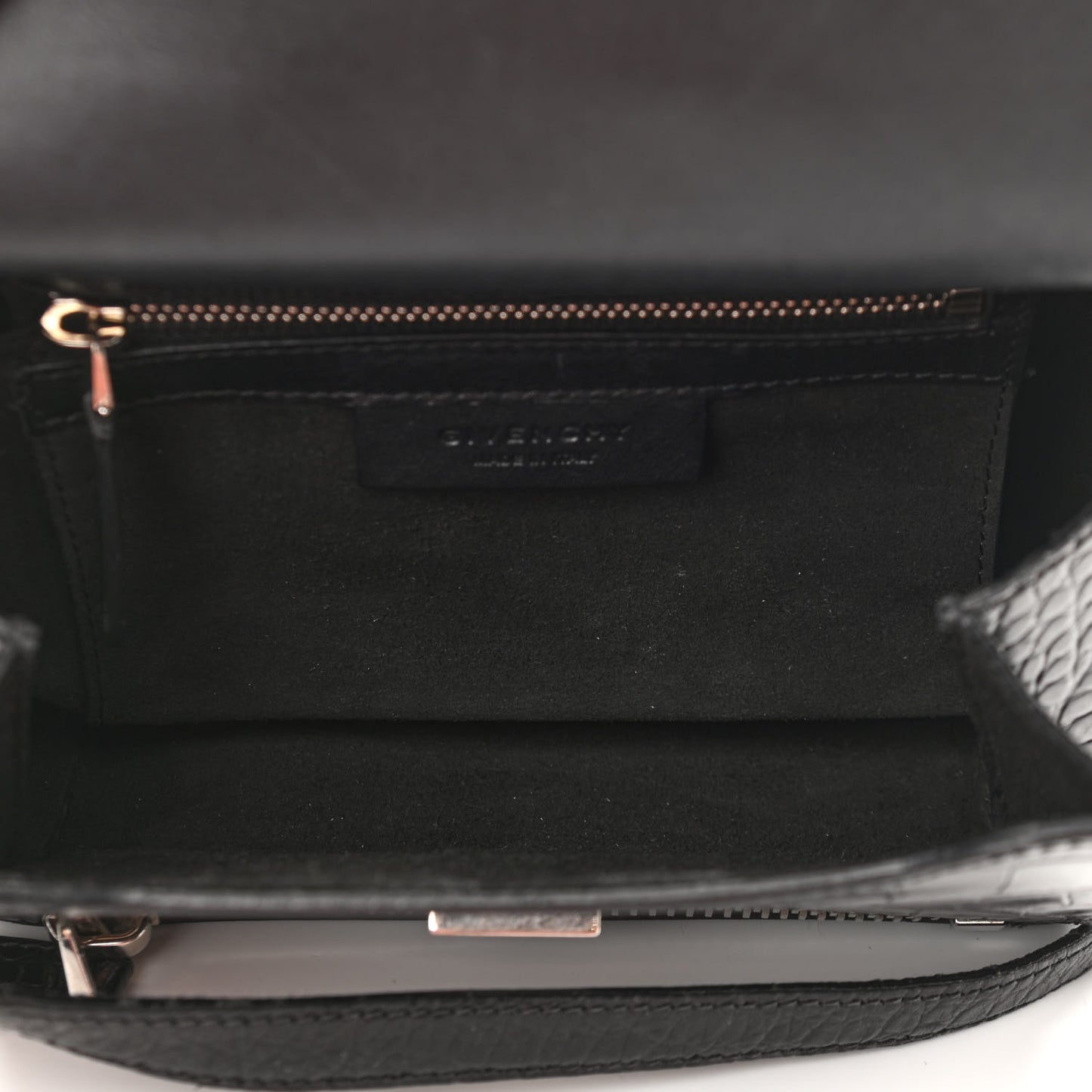 Calfskin Crocodile Embossed Mini Pandora Box Crossbody Bag Black