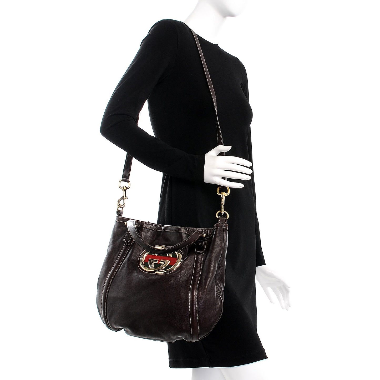 Calfskin Medium Britt Bag Dark Brown