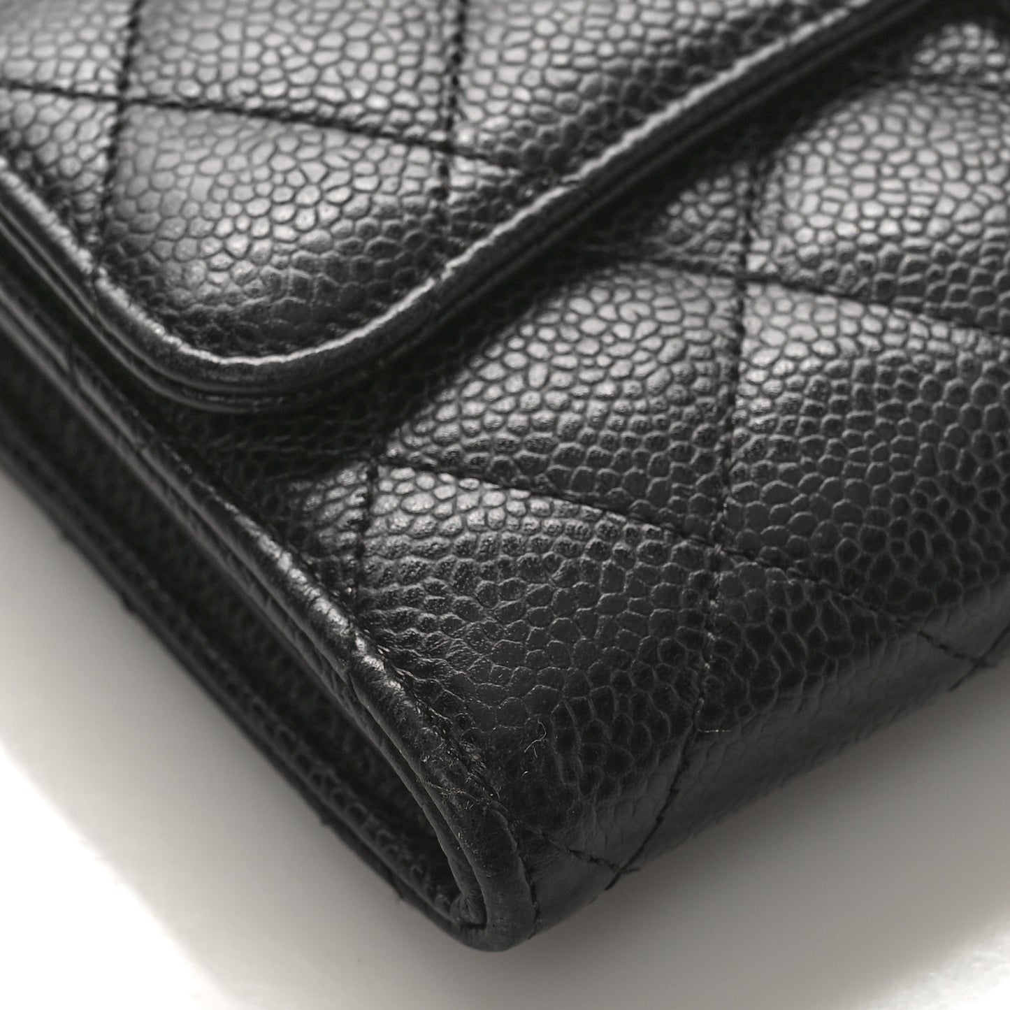 Caviar Quilted Long Flap Wallet Black