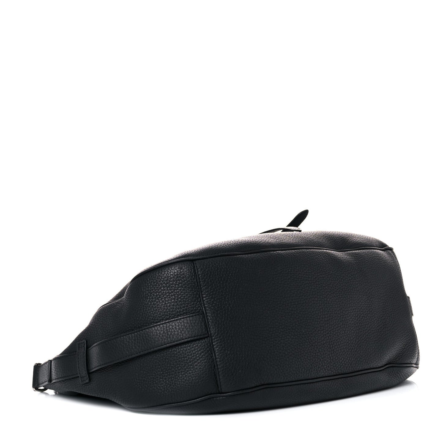 Grained Calfskin Saddle Soft Bag Black