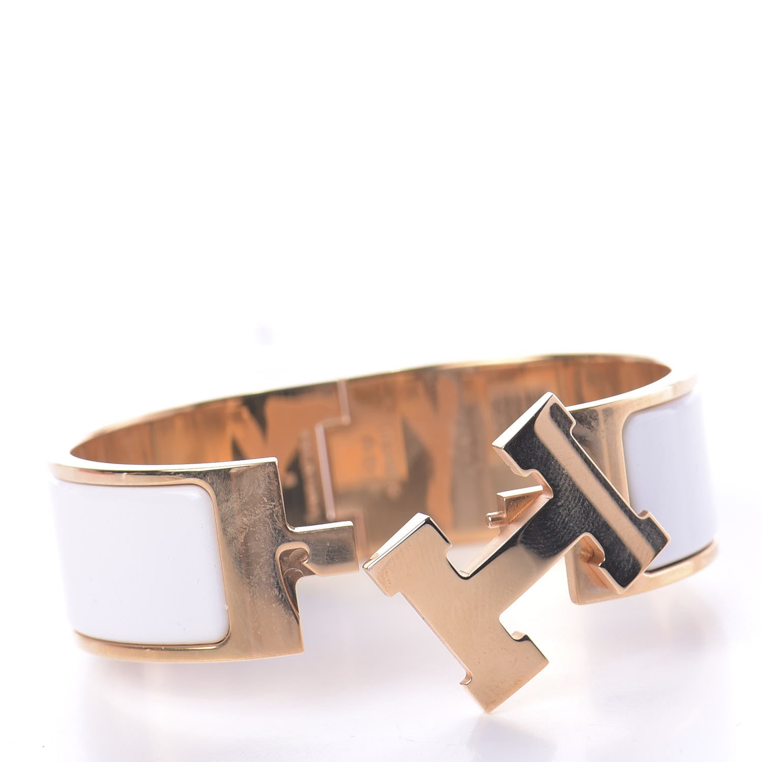 Hermes Enamel Wide Clic Clac H Bracelet PM White 7 of 8