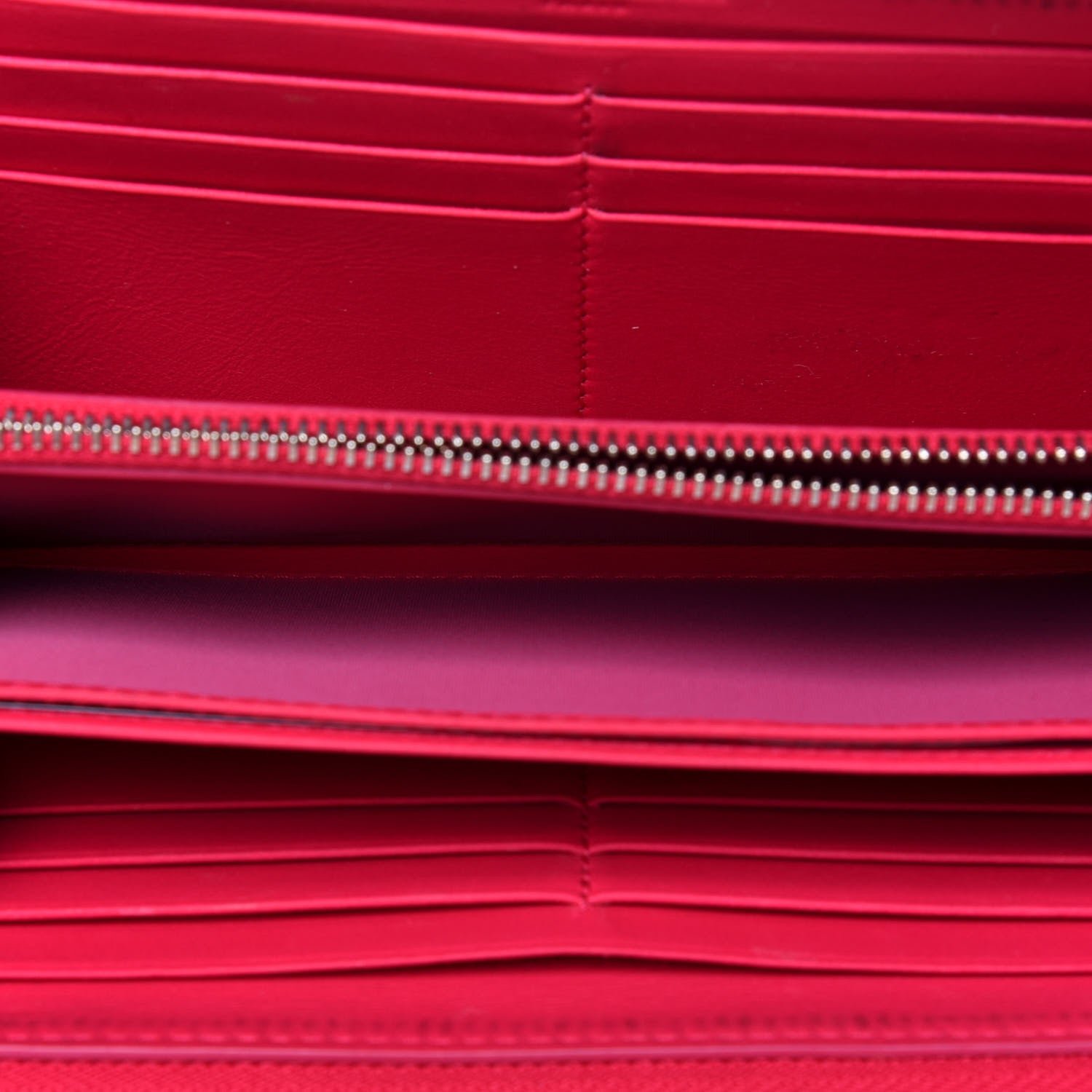 Christian Dior Lambskin Cannage Lady Dior Zip Wallet Fuchsia 5 of 19