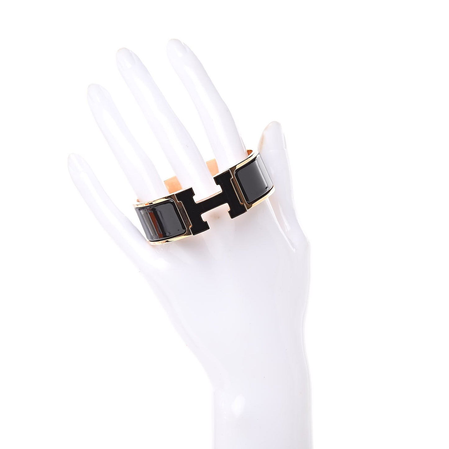 Enamel Wide Clic Clac H Bracelet GM Black