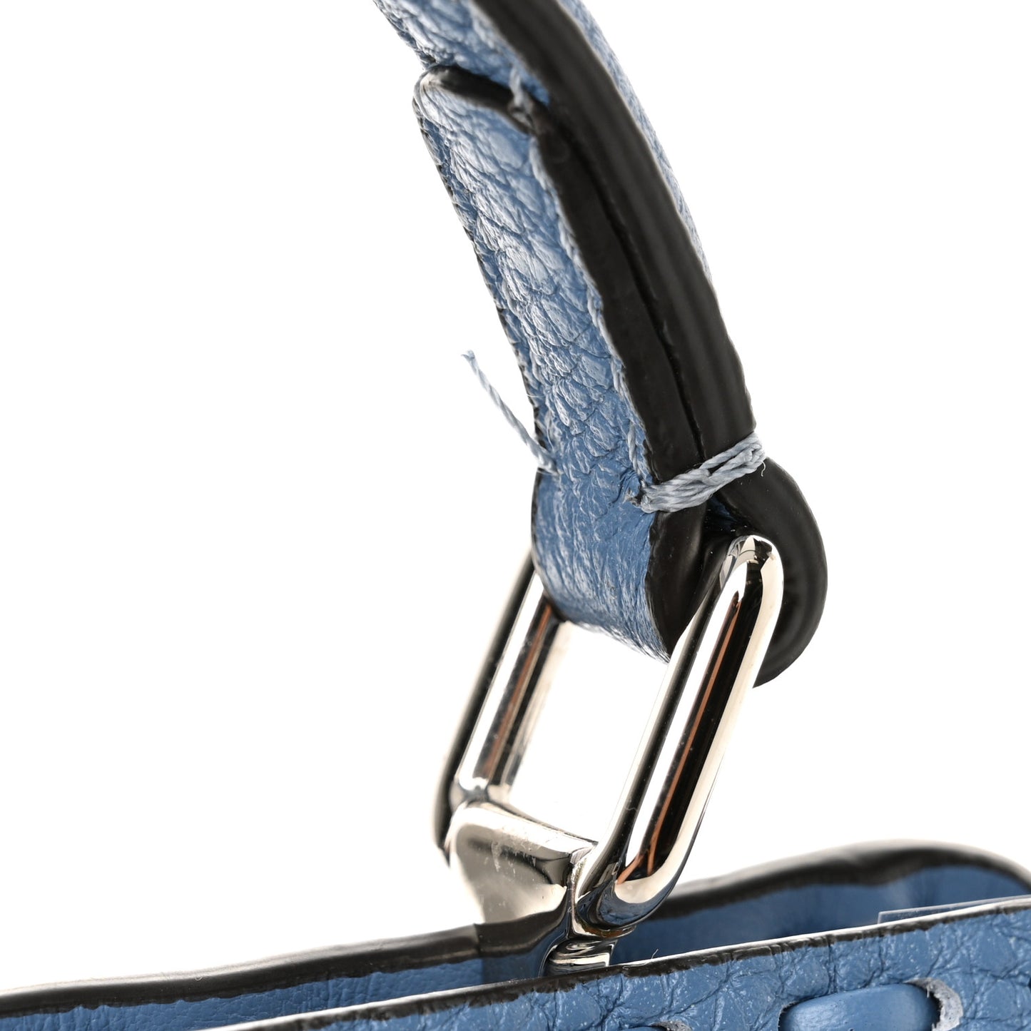 Cuoio Romano Selleria Macro Stitchings Petite Peekaboo I SEE U Iconic Satchel Placca Argento