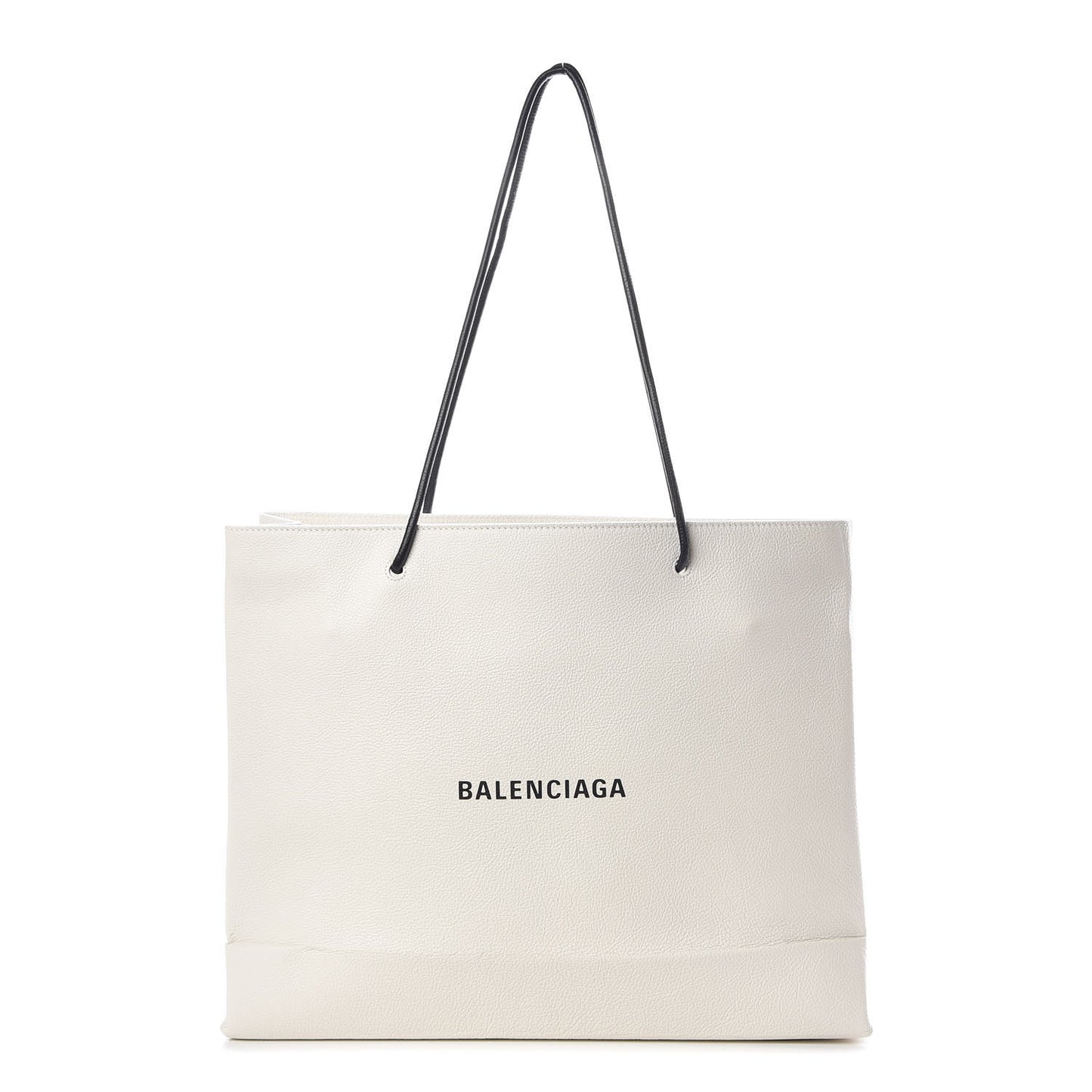 Calfskin Logo Medium Shopping Tote White