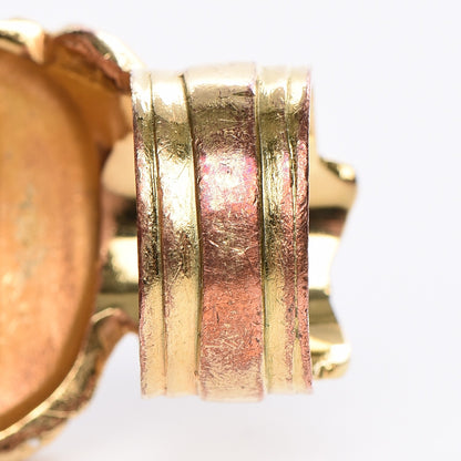 Saint Laurent Glass Cabochon Arty Ovale Ring 8 Gold Lapis 5 of 6