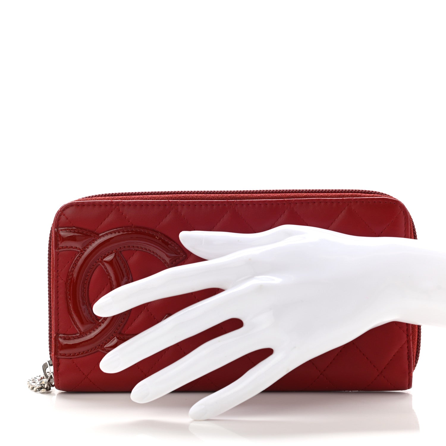 Chanel Calfskin Quilted Cambon Zip Around Organizer Wallet Red 2 of 14