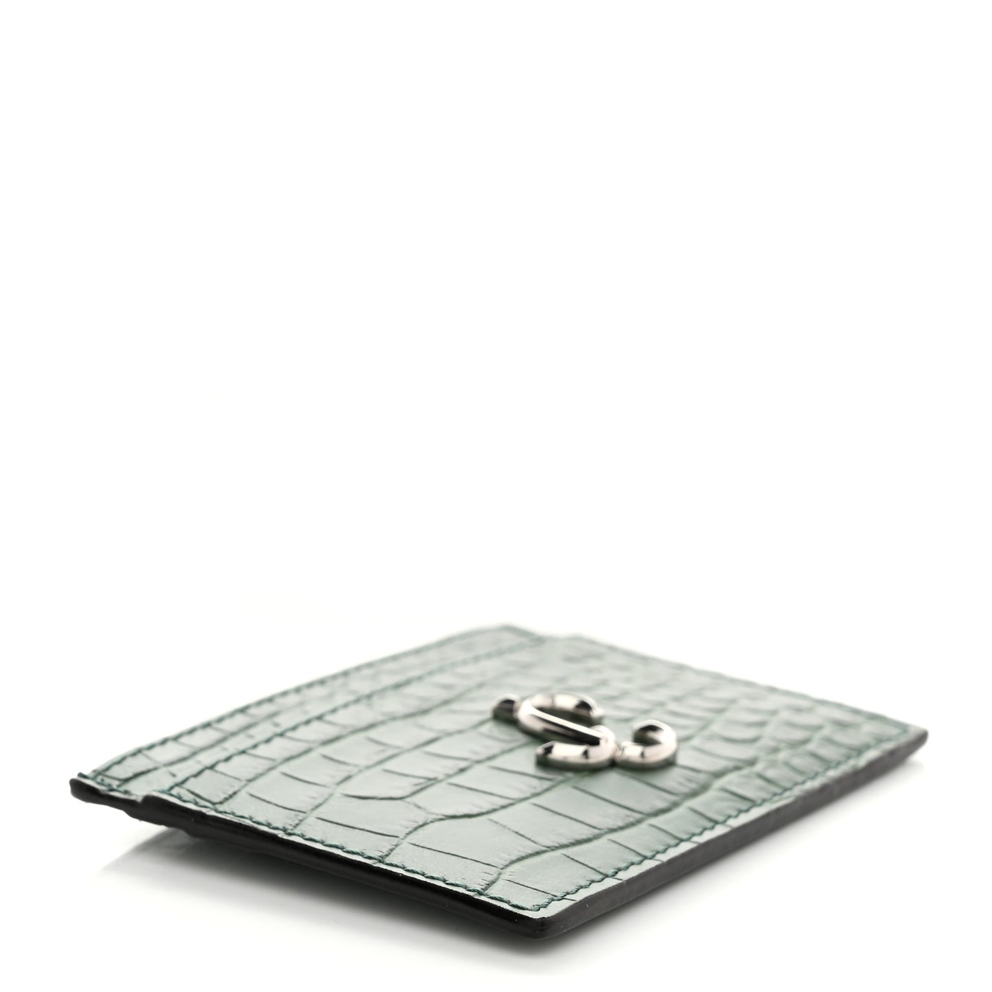 Calfskin Crocodile Embossed Umika Card Holder Cactus