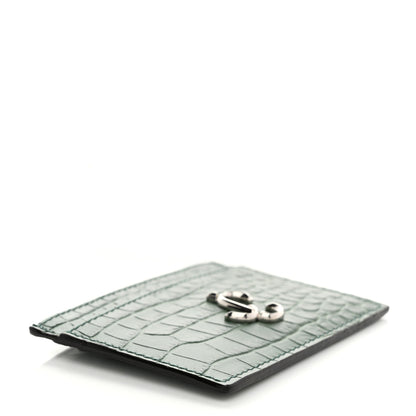 Jimmy Choo Calfskin Crocodile Embossed Umika Card Holder Cactus 4 of 7