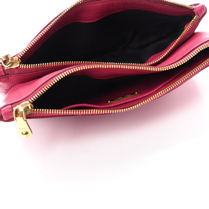 Miu Miu Goatskin Madras Double Zip Crossbody Bag Peonia 5 of 10
