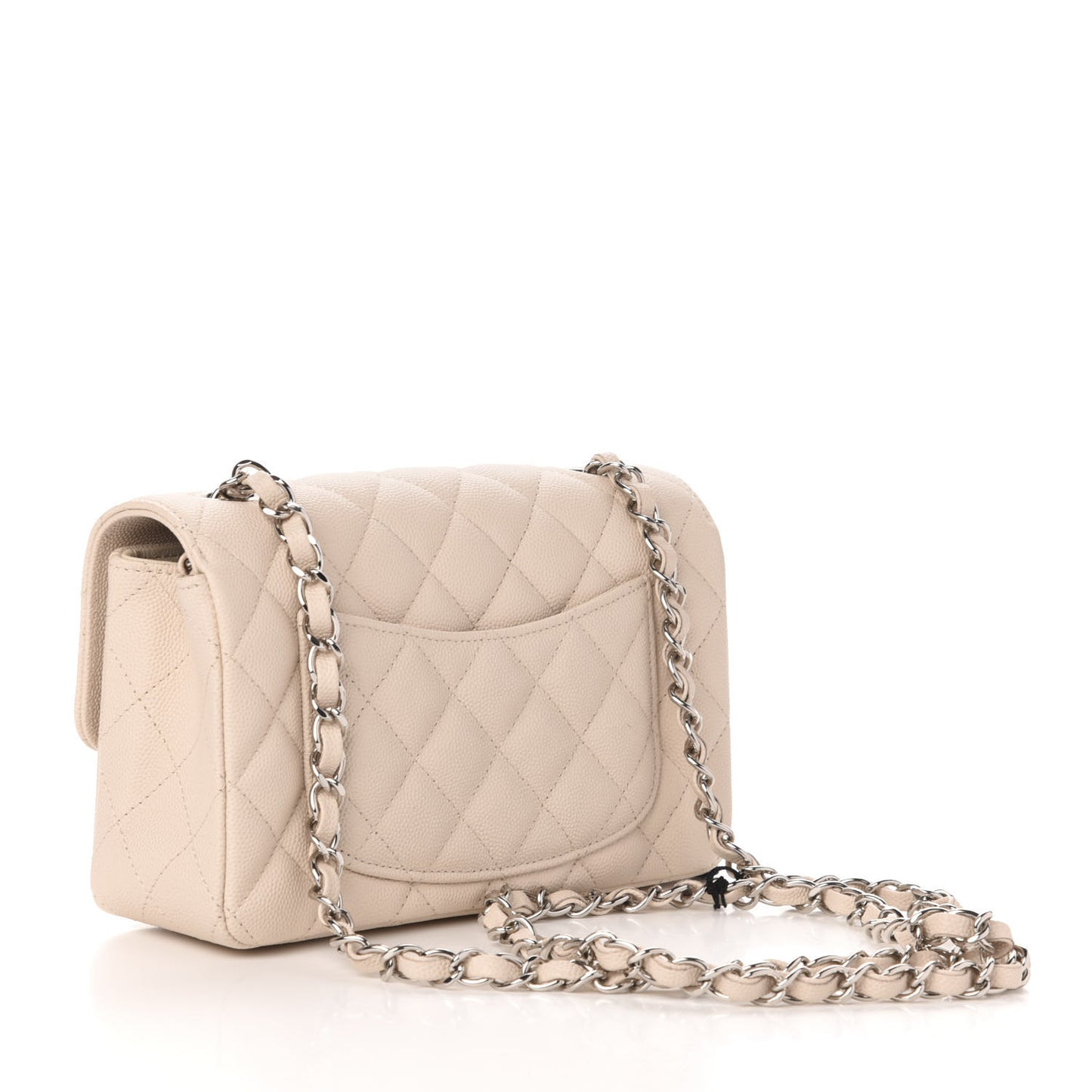 Caviar Quilted Mini Rectangular Flap Light Beige