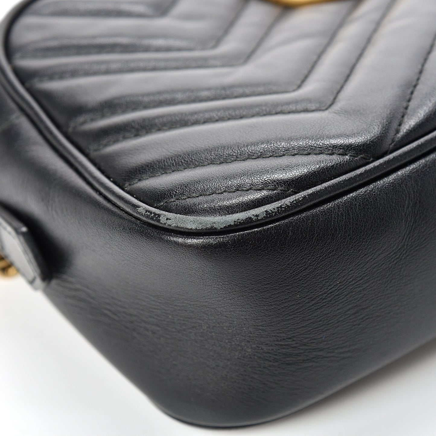 Calfskin Matelasse Small GG Marmont Chain Shoulder Bag Black