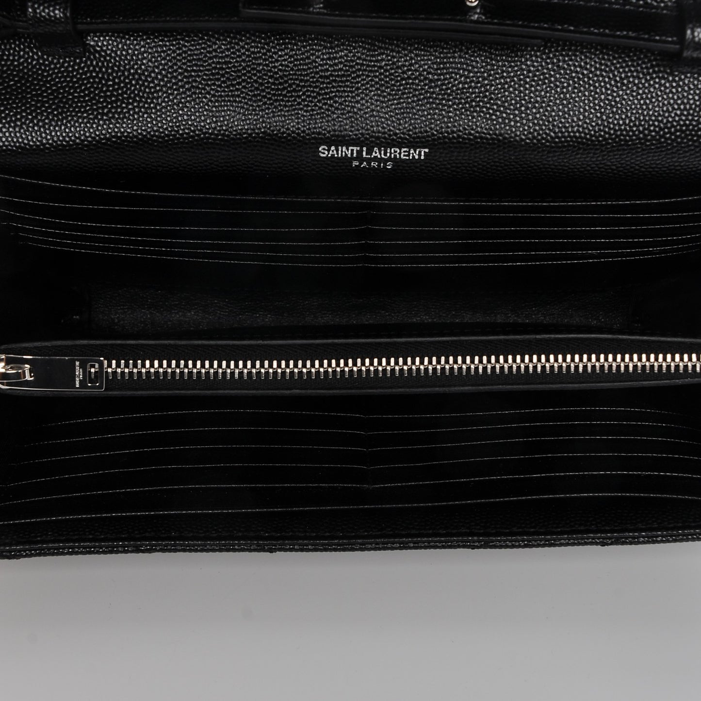 Grain De Poudre Matelasse Chevron Medium Monogram Chain Wallet Black