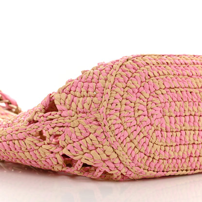 Chanel Raffia Effect Braided Small Shopping Bag Beige Pink 10 of 13