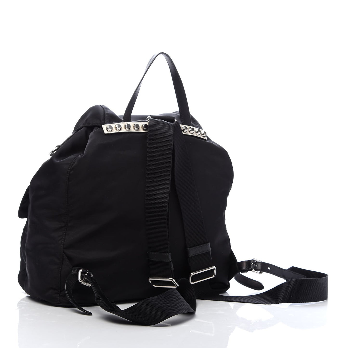 Nylon New Vela Studded Backpack Black White