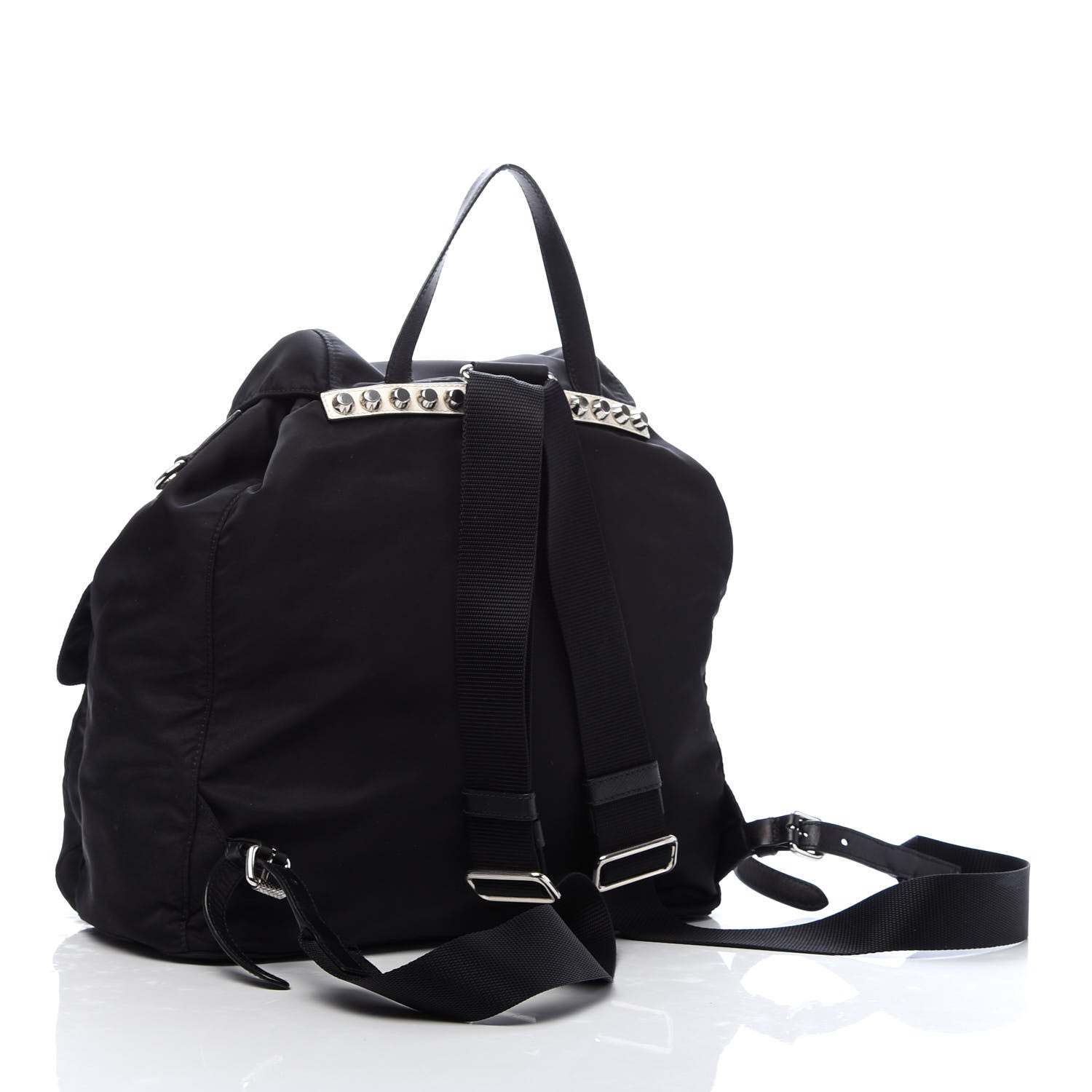 Prada Nylon New Vela Studded Backpack Black White 2 of 9