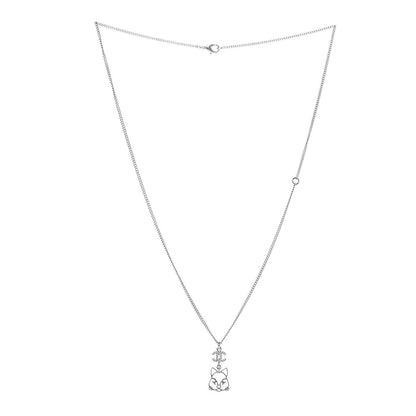 Chanel Crystal Emoji Choupette Cat Pendant Necklace Silver 3 of 4