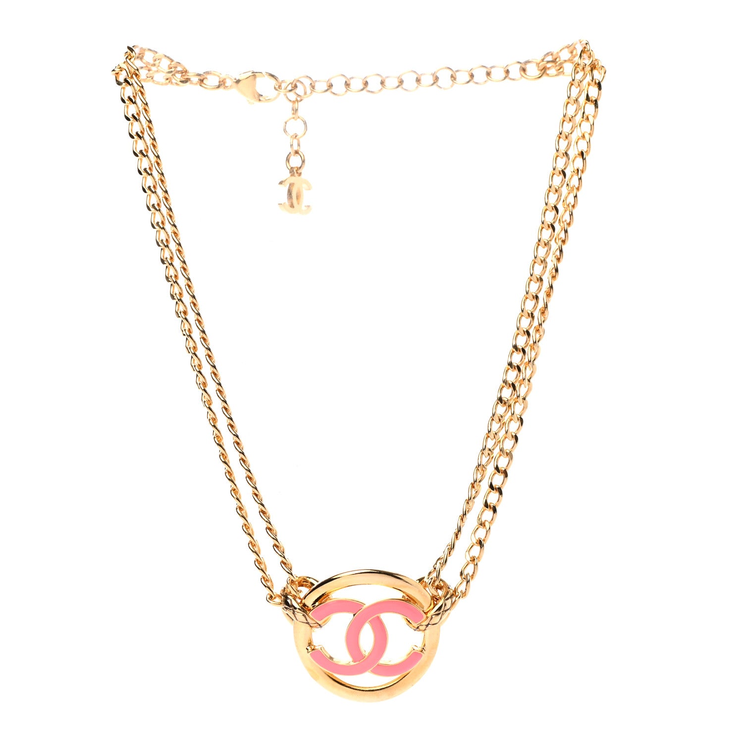 Chanel Metal Resin Chain CC Choker Gold Pink 3 of 7