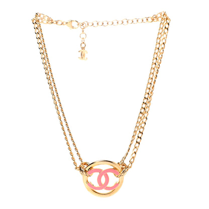 Chanel Metal Resin Chain CC Choker Gold Pink 3 of 7
