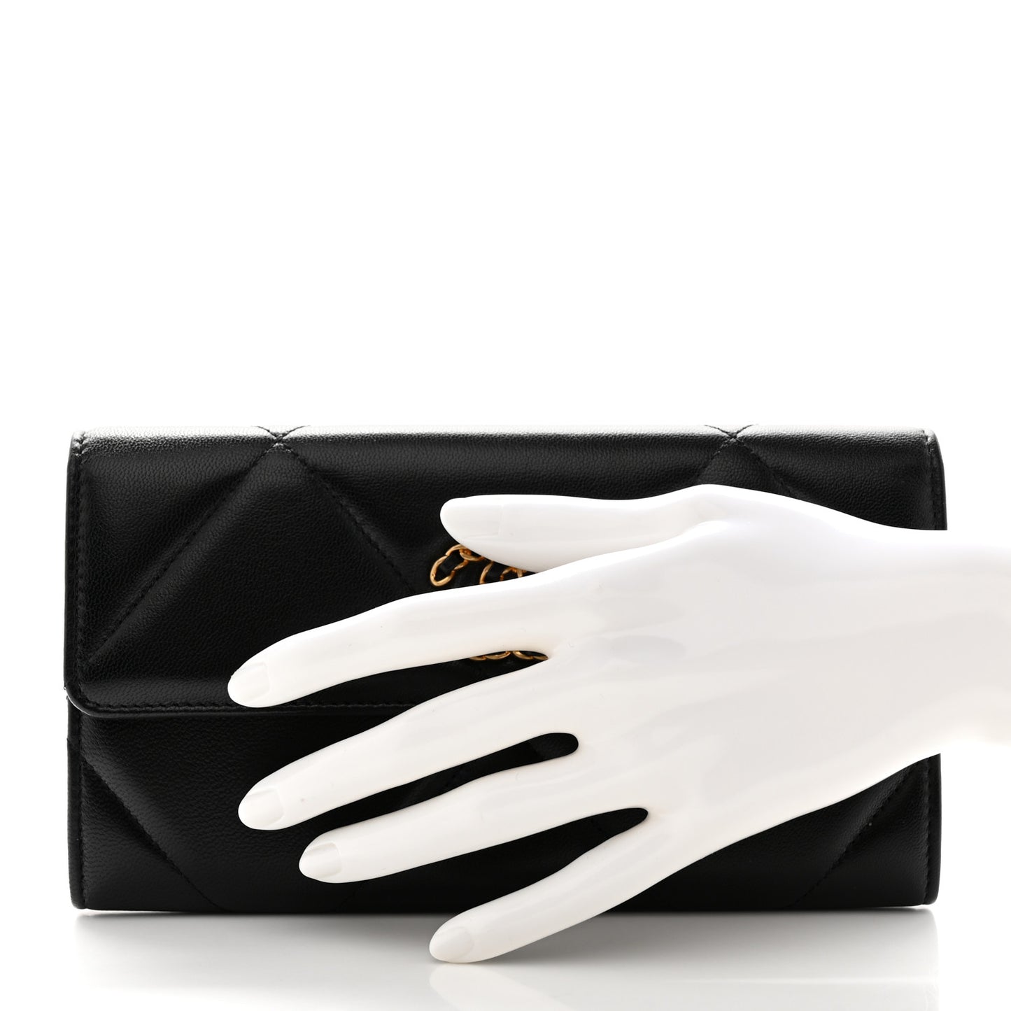Lambskin Quilted Chanel 19 Flap Wallet Black