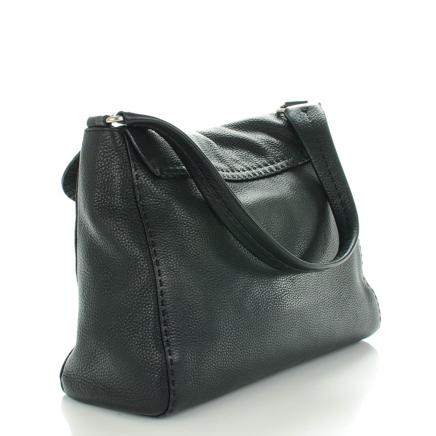 Vitello Daino Shoulder Flap Bag Nero Black