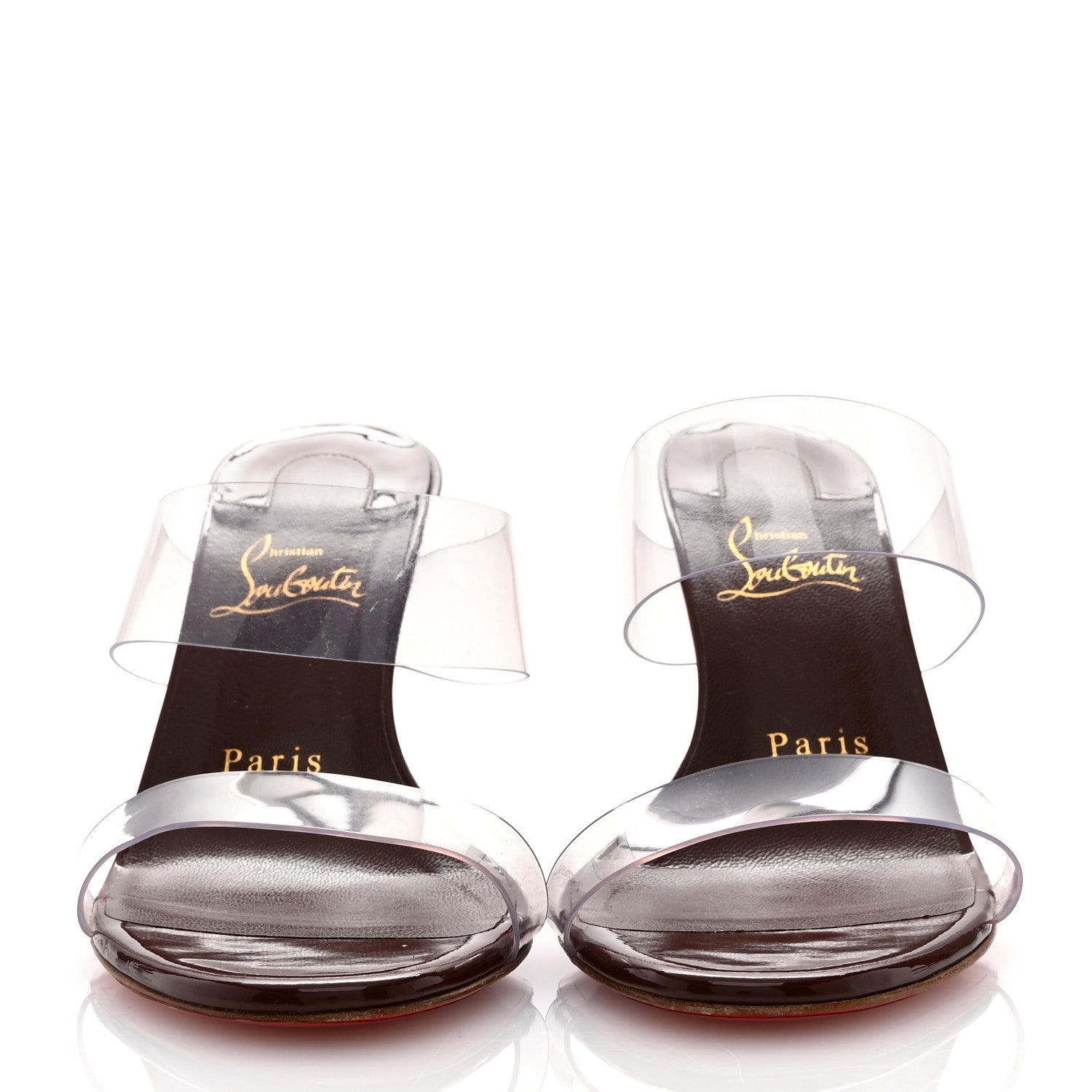 Christian Louboutin Patent PVC Just Nothing 85 Slide Sandals 37 Black 3 of 9