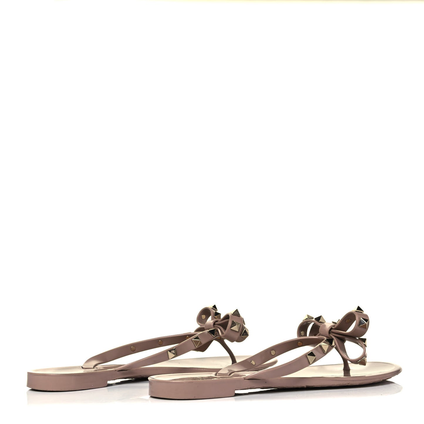 PVC Jelly Rockstud Bow Thong Sandals 37 Poudre