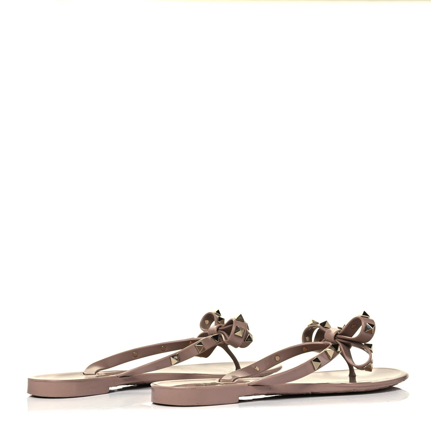 Valentino Garavani PVC Jelly Rockstud Bow Thong Sandals 37 Poudre 4 of 7
