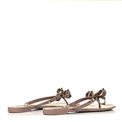 Valentino Garavani PVC Jelly Rockstud Bow Thong Sandals 37 Poudre 4 of 7