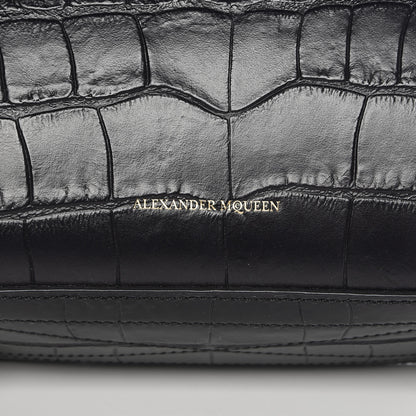 Alexander McQueen Calfskin Crocodile Embossed Box Shoulder Bag 19 Black 8 of 11