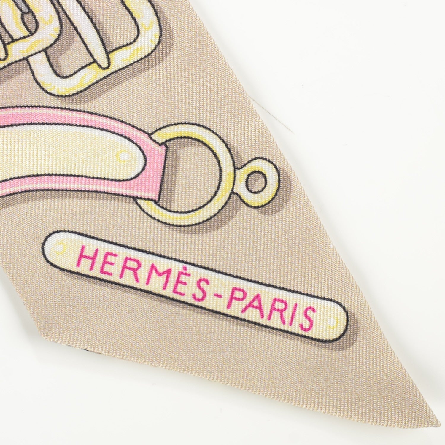 Hermes Silk Harnais des Presidents Twilly Beige Bleu Pink 5 of 6