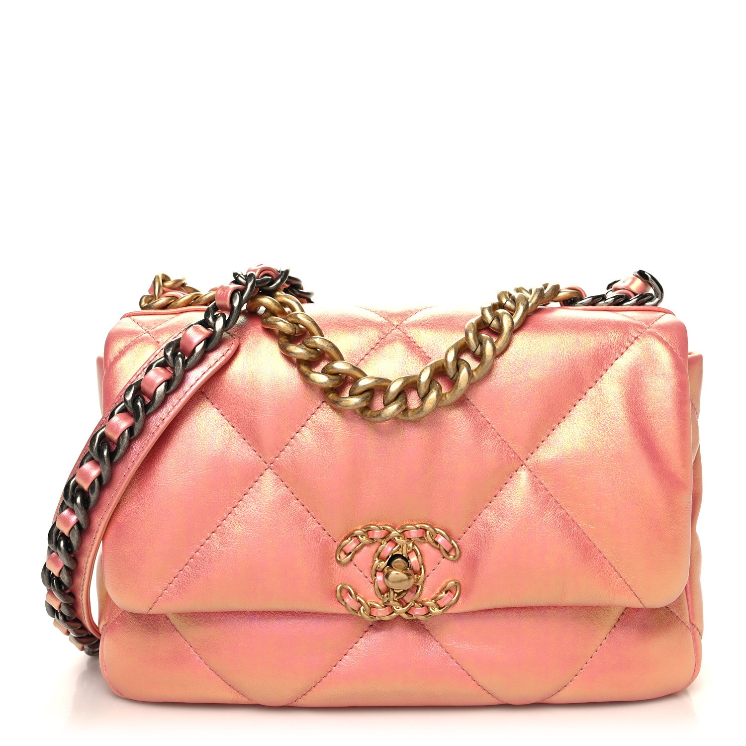 Chanel Iridescent Calfskin Quilted Medium Chanel 19 Flap Pink 1 of 10
