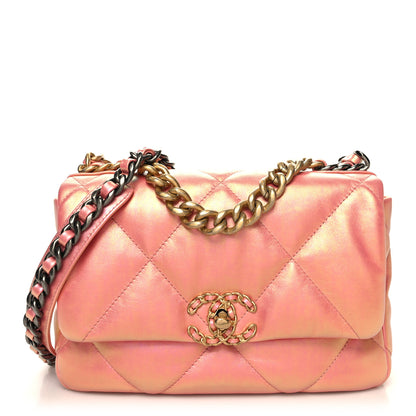 Chanel Iridescent Calfskin Quilted Medium Chanel 19 Flap Pink 1 of 10