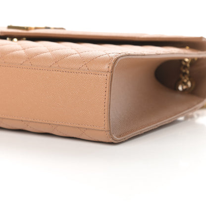 Saint Laurent Grain De Poudre Textured Mixed Matelasse Triquilt Large Monogram Satchel Dune 10 of 12