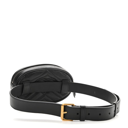 Gucci Calfskin Matelasse GG Marmont Belt Bag 85 34 Black 4 of 20