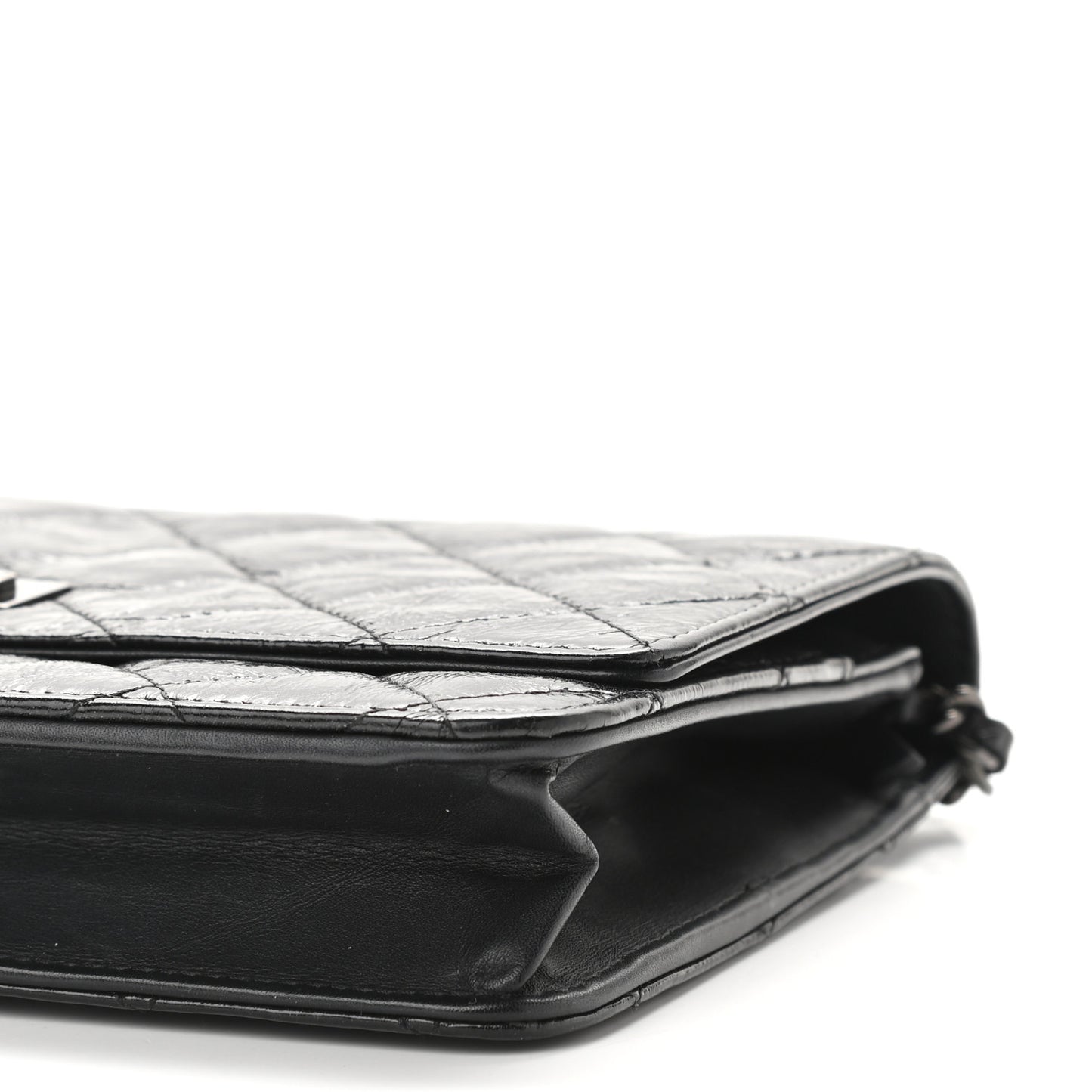 Glazed Aged Calfskin Reissue Wallet On Chain WOC Black