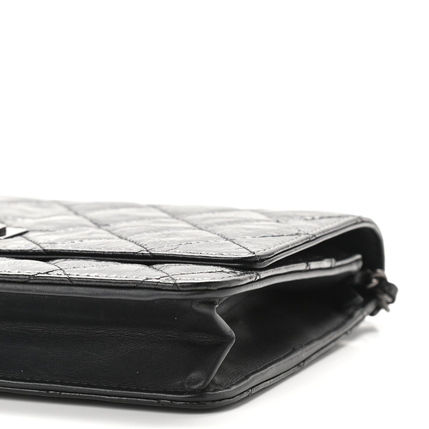 Chanel Glazed Aged Calfskin Reissue Wallet On Chain WOC Black 11 of 12